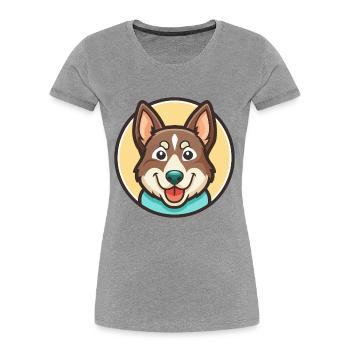 Lundehund Chien Race Dessin animé Kawaii Clipart Animal - T-shirt bio Premium Femme - gris chiné - Devant - Mia (176cm)