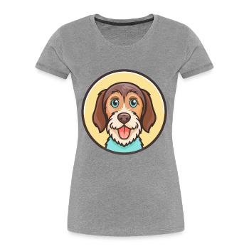 Chien courant à poil dur d’Istrie Race Dessin animé Kawaii - T-shirt bio Premium Femme - gris chiné - Devant - Mia (176cm)