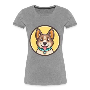 Hygenhund Chien Race Dessin animé Kawaii Clipart Animal - T-shirt bio Premium Femme - gris chiné - Devant - Mia (176cm)
