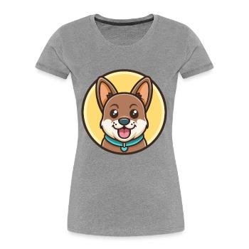 Kyi Leo Hunderasse Cartoon Figur Kawaii Clipart - Frauen Premium Bio T-Shirt - Grau meliert - Vorne - Mia (176cm)