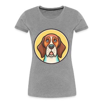 Majestic Tree Hound Dog Breed Funny Cartoon Kawaii - Women's Premium Organic T-Shirt - heather grey - Front - Mia (176cm)