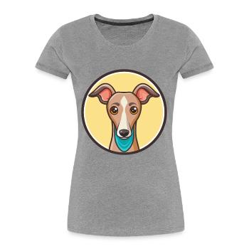 Lévrier italien chien race dessin animé Kawaii Clipart - T-shirt bio Premium Femme - gris chiné - Devant - Mia (176cm)