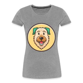 Irish Wolfhound Dog Breed Cartoon Kawaii Clipart - Women's Premium Organic T-Shirt - heather grey - Front - Mia (176cm)