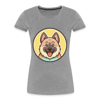 Norwegian Elkhound Dog Breed Cartoon Kawaii - Women's Premium Organic T-Shirt - heather grey - Front - Mia (176cm)