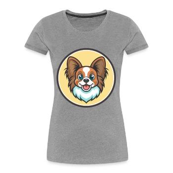 Papillon Chien Race Coloré Dessin Animé Kawaii Clipart - T-shirt bio Premium Femme - gris chiné - Devant - Mia (176cm)
