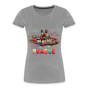 Prague Capital Czech Republic Gift - Women's Premium Organic T-Shirt - heather grey - Front - Mia (176cm)