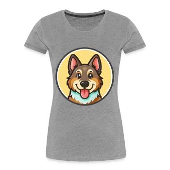 Saarlooswolfhond Hunderasse Cartoon Kawaii Clipart - Frauen Premium Bio T-Shirt - Grau meliert - Vorne - Mia (176cm)