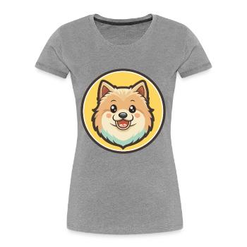Spitz Chien Race Dessin animé Kawaii Clipart Animal Animal de compagnie - T-shirt bio Premium Femme - gris chiné - Devant - Mia (176cm)