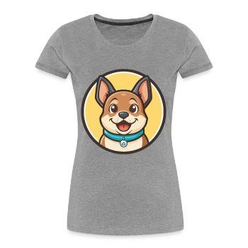 Strellufstover Chien Race Dessin animé Kawaii Clipart - T-shirt bio Premium Femme - gris chiné - Devant - Mia (176cm)