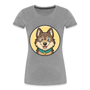 Tamaskan Dog Breed Colorful Cartoon Kawaii Clipart - Women's Premium Organic T-Shirt - heather grey - Front - Mia (176cm)