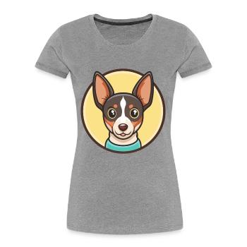 Jouet Fox Terrier Chien Race Dessin animé Kawaii Clipart - T-shirt bio Premium Femme - gris chiné - Devant - Mia (176cm)