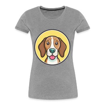 Welsh Hound Dog Breed Funny Cartoon Kawaii Clipart - Women's Premium Organic T-Shirt - heather grey - Front - Mia (176cm)
