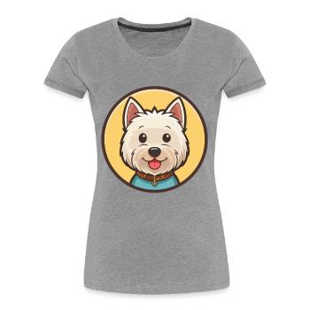 Westie Hund Rasse Cartoon Kawaii Clipart Tier Haustier - Frauen Premium Bio T-Shirt - Grau meliert - Vorne - Mia (176cm)