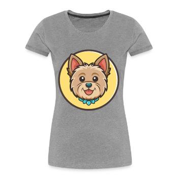 Yorkshire Terrier Dog Breed Cartoon Kawaii Clipart - Women's Premium Organic T-Shirt - heather grey - Front - Mia (176cm)