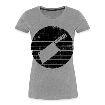 Croquis de couperet - T-shirt bio Premium Femme - gris chiné - Devant - Mia (176cm)