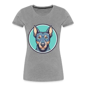 Bleu dentelle chien race dessin animé Kawaii Clipart Animal - T-shirt bio Premium Femme - gris chiné - Devant - Mia (176cm)