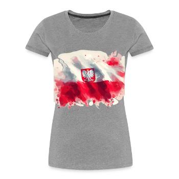 Flagge Fahne Polen Polska polnisch rot weiß - Frauen Premium Bio T-Shirt - Grau meliert - Vorne - Mia (176cm)