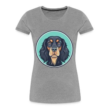 Gordon Setter Chien Race Dessin animé Kawaii Clipart Animal de compagnie - T-shirt bio Premium Femme - gris chiné - Devant - Mia (176cm)