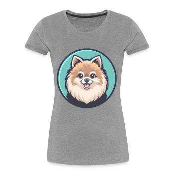 Pommersche Hunderasse Cartoon Kawaii Clipart Tier - Frauen Premium Bio T-Shirt - Grau meliert - Vorne - Mia (176cm)