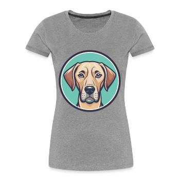 Rhodesian Ridgeback Chien Race Drôle Dessin Animé Kawaii - T-shirt bio Premium Femme - gris chiné - Devant - Mia (176cm)