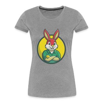 Lapin Mignon Kawaii Dessin animé Clipart Animal de compagnie - T-shirt bio Premium Femme - gris chiné - Devant - Mia (176cm)