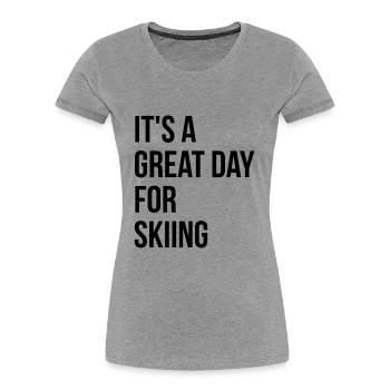 Ski - Frauen Premium Bio T-Shirt - Grau meliert - Vorne - Mia (176cm)
