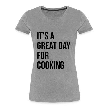 Kochen - Frauen Premium Bio T-Shirt - Grau meliert - Vorne - Mia (176cm)