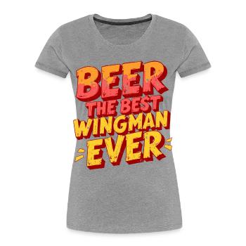 LA BIÈRE : LE MEILLEUR AILIER DE TOUS LES TEMPS - T-shirt bio Premium Femme - gris chiné - Devant - Mia (176cm)
