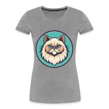 Colorpoint Chat Persan Race Dessin Animé Kawaii Animal - T-shirt bio Premium Femme - gris chiné - Devant - Mia (176cm)
