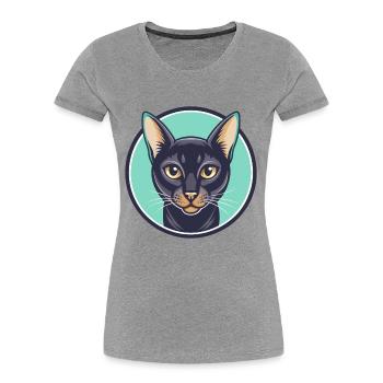 Bombay Katzenrasse Karikatur Kawaii Tier Haustier - Frauen Premium Bio T-Shirt - Grau meliert - Vorne - Mia (176cm)