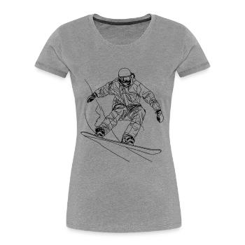 Snowboarder Line Art - Women's Premium Organic T-Shirt - heather grey - Front - Mia (176cm)