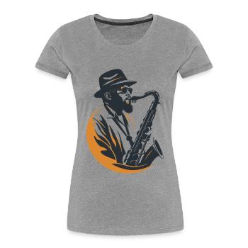 Saxophonist Graphics - Women's Premium Organic T-Shirt - heather grey - Front - Mia (176cm)