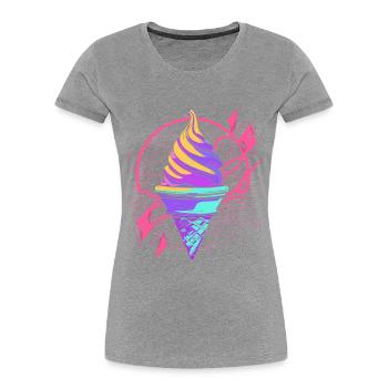 Cornet de crème glacée Synthwave - T-shirt bio Premium Femme - gris chiné - Devant - Mia (176cm)