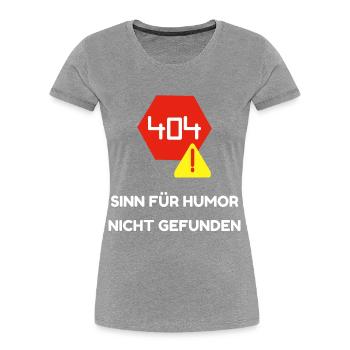 Humor im Code: Eine visuelle Fehlermeldung - Frauen Premium Bio T-Shirt - Grau meliert - Vorne - Mia (176cm)