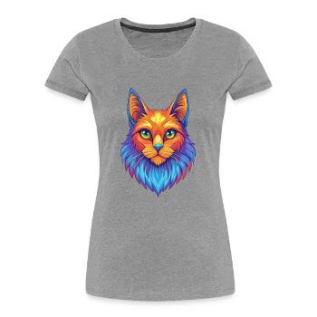 Turkish Angora Cat Breed Cartoon Kawaii Animal Pet - Women's Premium Organic T-Shirt - heather grey - Front - Mia (176cm)