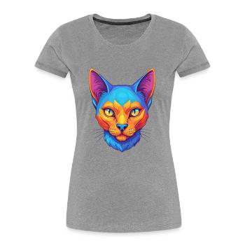 Korat Katze Rasse Cartoon Kawaii Tier Haustier - Frauen Premium Bio T-Shirt - Grau meliert - Vorne - Mia (176cm)