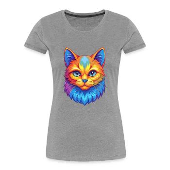 Hantilly Tiffany Katzenrasse Cartoon Kawaii Tier P - Frauen Premium Bio T-Shirt - Grau meliert - Vorne - Mia (176cm)