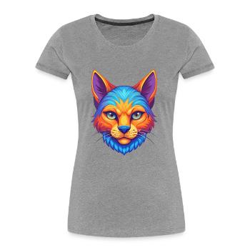 Chypre Chat Race Dessin Animé Kawaii Animal Pet - T-shirt bio Premium Femme - gris chiné - Devant - Mia (176cm)