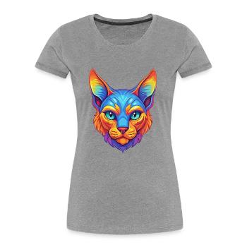 Chat Rex allemand, race de chat, dessin animé, animal de compagnie kawaii - T-shirt bio Premium Femme - gris chiné - Devant - Mia (176cm)