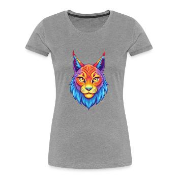 lynx eurasien chat race dessin animé Kawaii animal de compagnie - T-shirt bio Premium Femme - gris chiné - Devant - Mia (176cm)