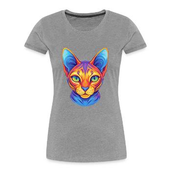 Egyptian Mau Cat Breed Cartoon Kawaii Animal Pet - Women's Premium Organic T-Shirt - heather grey - Front - Mia (176cm)