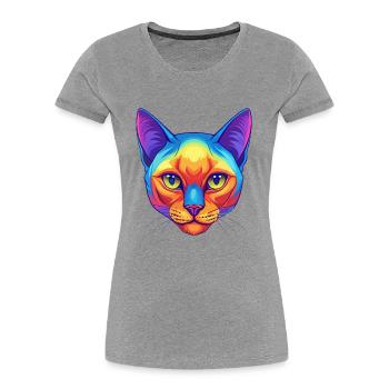 Burmesische Katze Rasse Karikatur Kawaii Tier Haustier - Frauen Premium Bio T-Shirt - Grau meliert - Vorne - Mia (176cm)
