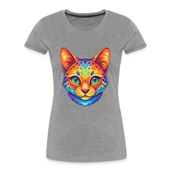 Australische Gefleckte Nebelkatze Rasse Karikatur Kawaii A - Frauen Premium Bio T-Shirt - Grau meliert - Vorne - Mia (176cm)