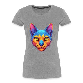 Bombay Chat Race Dessin animé Kawaii Animal Pet - T-shirt bio Premium Femme - gris chiné - Devant - Mia (176cm)