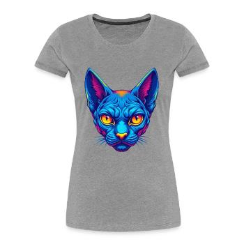 German Rex Cat Breed Cartoon Kawaii Animal Pet - Women's Premium Organic T-Shirt - heather grey - Front - Mia (176cm)