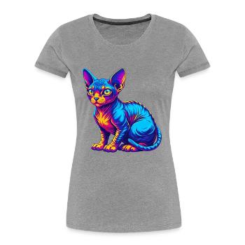 rouge Devon Rex Chat Race Dessin animé Kawaii Animal Pet - T-shirt bio Premium Femme - gris chiné - Devant - Mia (176cm)