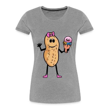 Erdnuss Erdnüsse Kinder Kind Baby Eiswaffel Eis - Frauen Premium Bio T-Shirt - Grau meliert - Vorne - Mia (176cm)