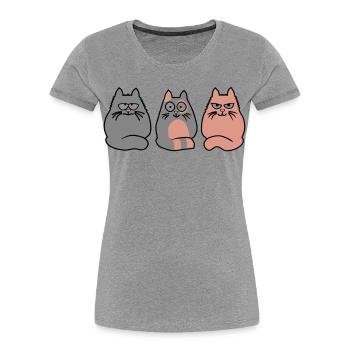 3 cats - Women's Premium Organic T-Shirt - heather grey - Front - Mia (176cm)