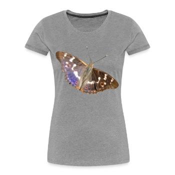Petit empereur pourpre - T-shirt bio Premium Femme - gris chiné - Devant - Mia (176cm)