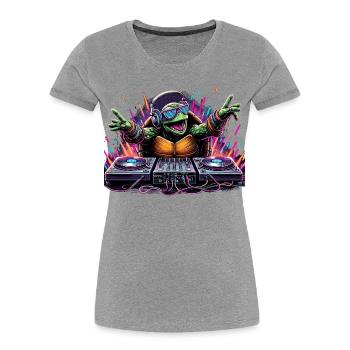 Schildkröte The DJ Musik Geschenk - Frauen Premium Bio T-Shirt - Grau meliert - Vorne - Mia (176cm)